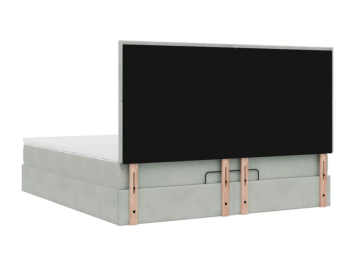 Cadre de lit ottoman et matelas gris clair 160x200cm velours
