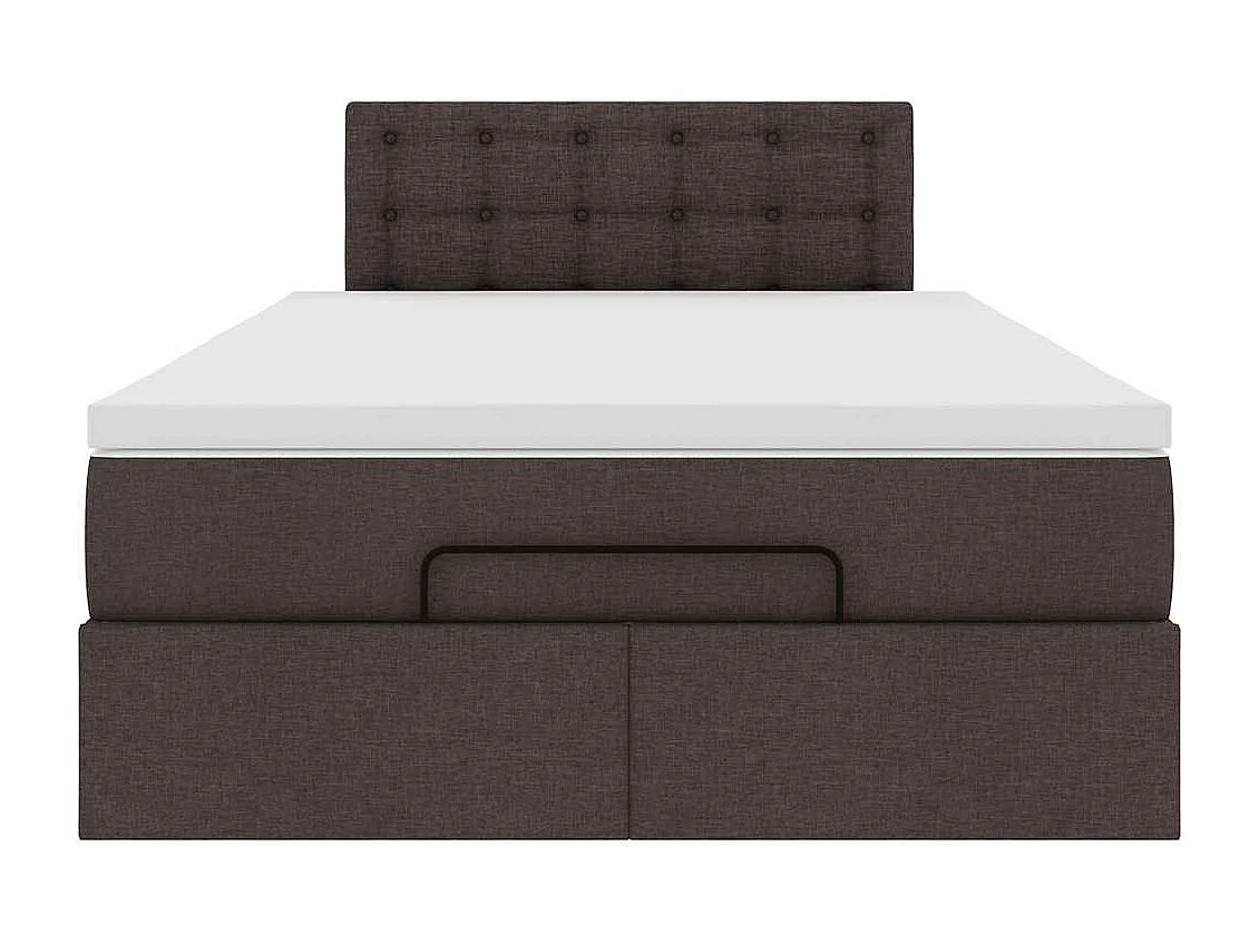 Estructura de cama otomana colchón tela marrón oscuro 120x190cm