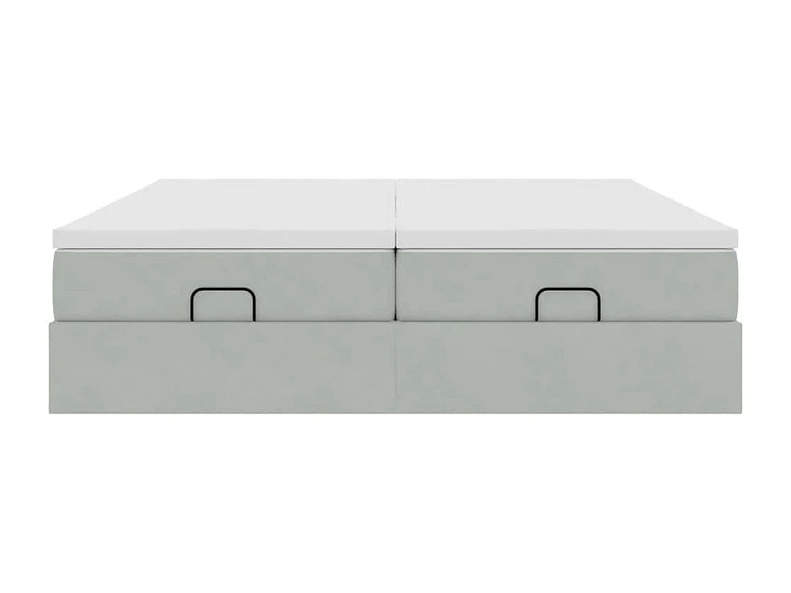 Cadre de lit ottoman et matelas gris clair 180x200cm velours