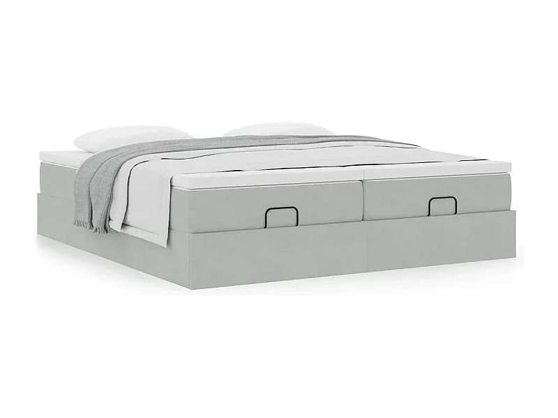 Ottoman bed met matrassen 180x200cm fluweel lichtgrijs