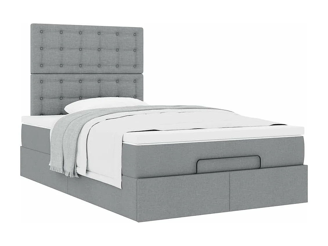 Cadre de lit ottoman avec matelas gris clair 120x190 cm tissu