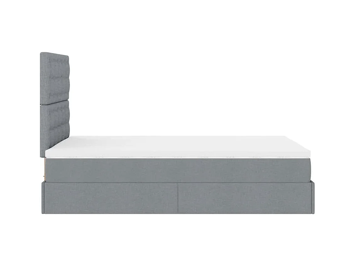 Cadre de lit ottoman avec matelas gris clair 120x190 cm tissu