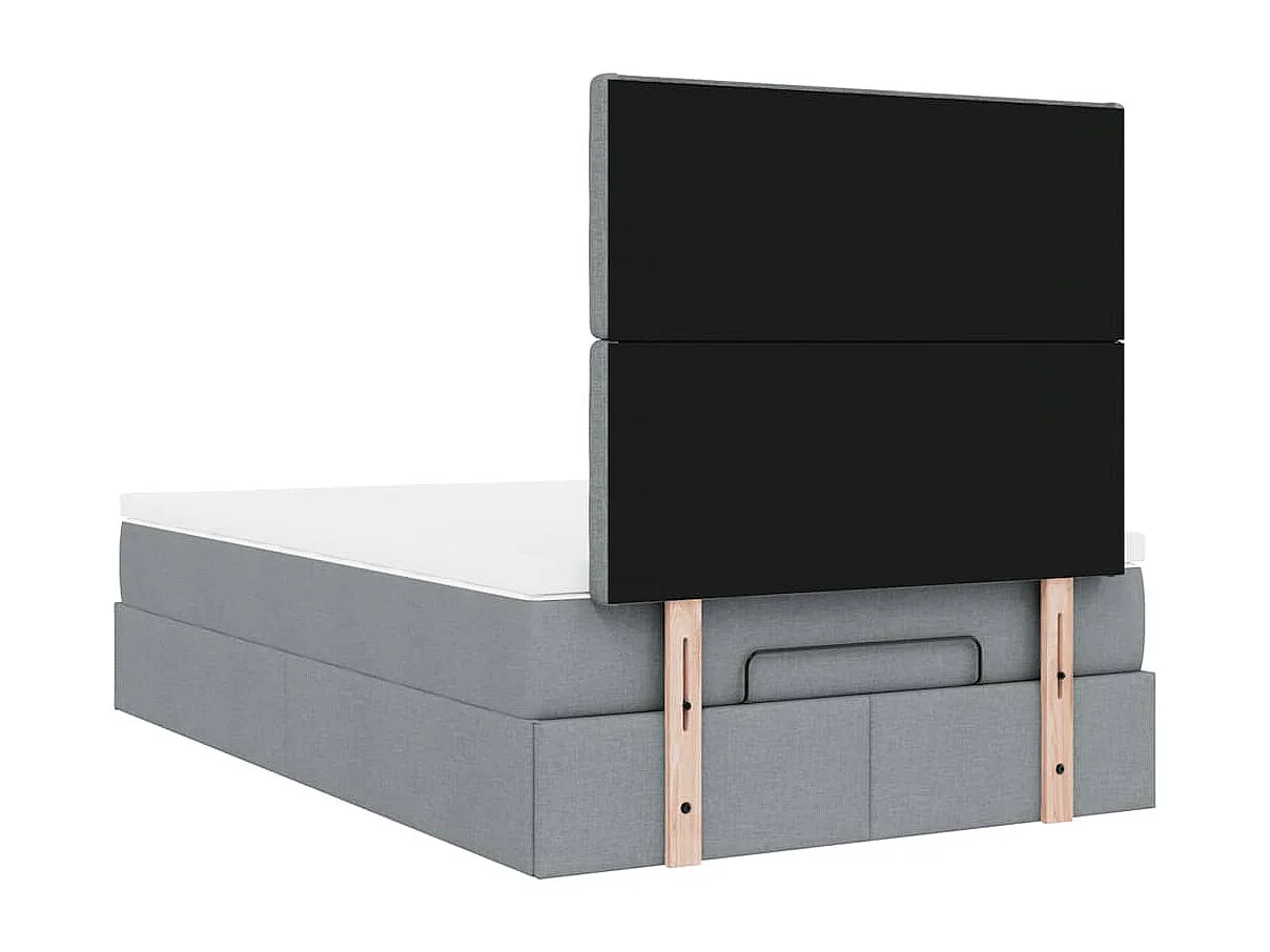 Cadre de lit ottoman avec matelas gris clair 120x190 cm tissu