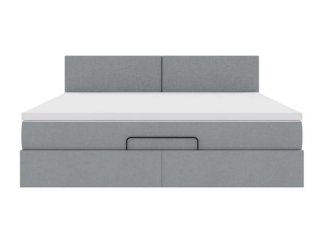 Cadre de lit ottoman et matelas gris clair 180x200 cm tissu