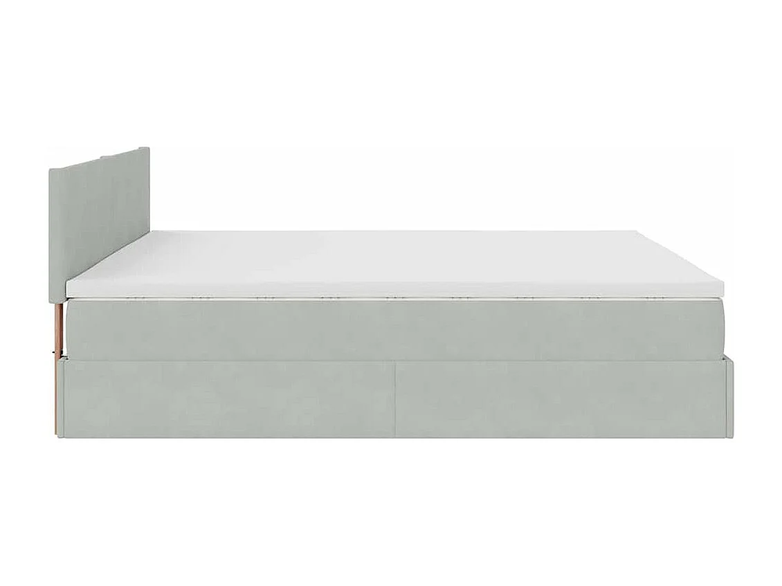 Cadre de lit ottoman avec matelas gris clair 160x200 cm velours