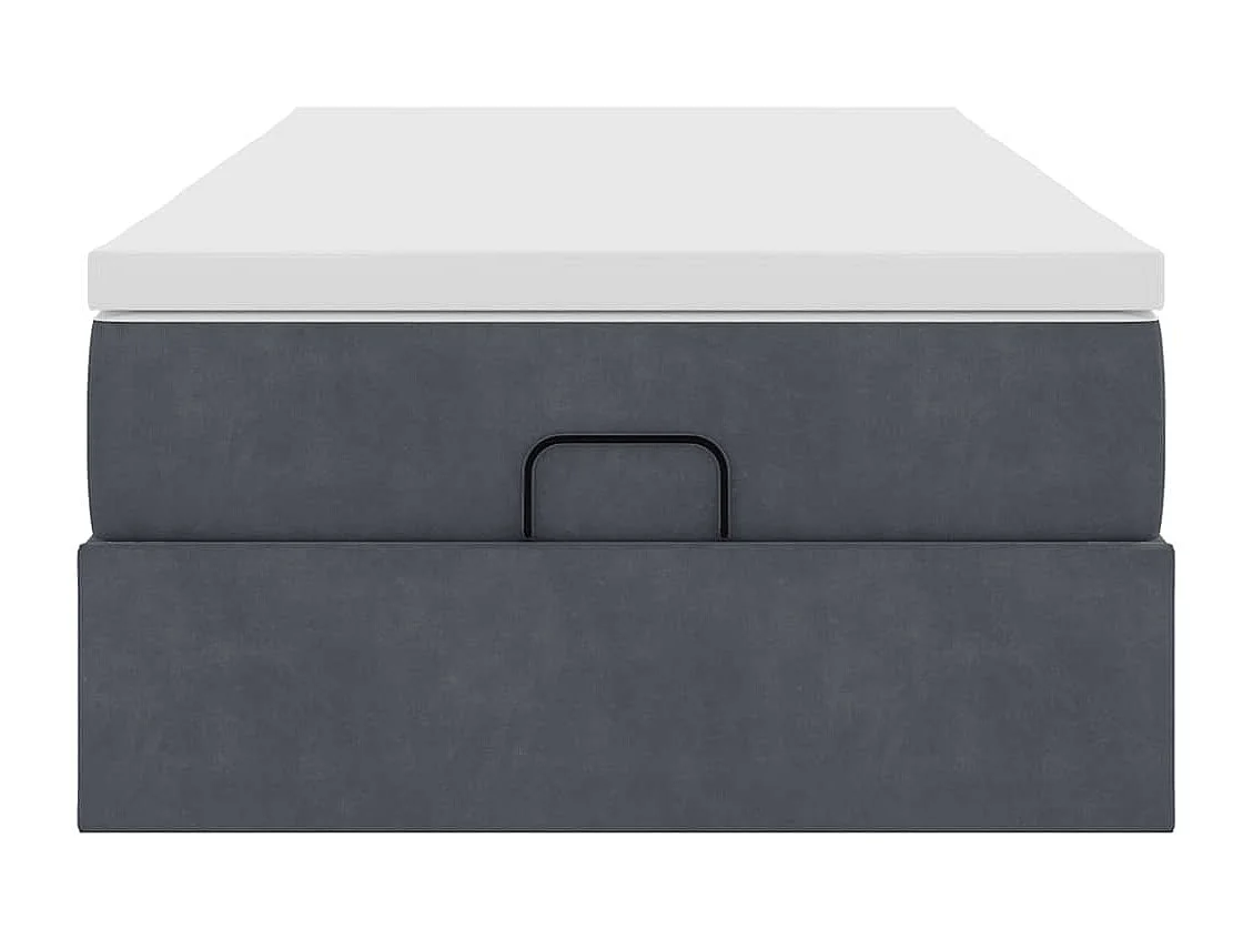 Cadre de lit ottoman avec matelas gris foncé 90x190 cm velours