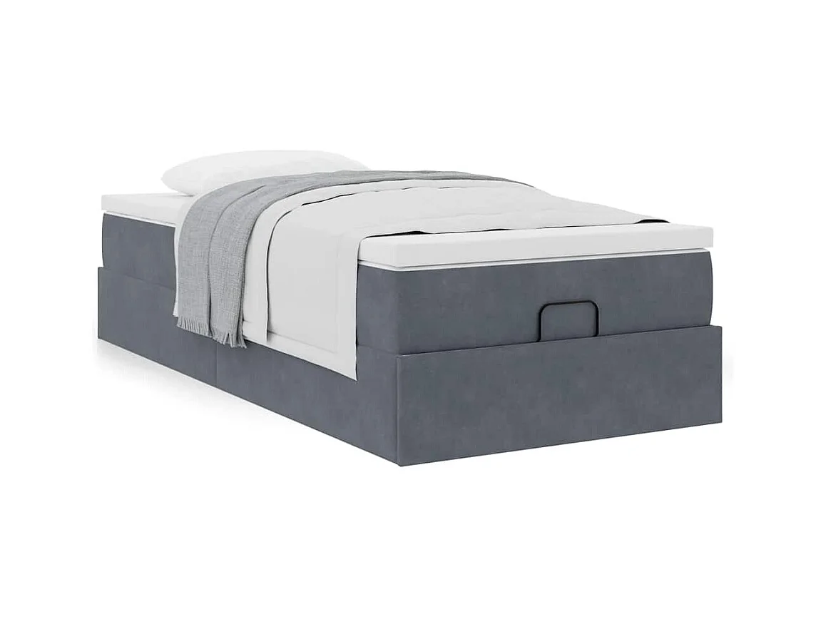 Ottoman bed met matras 90x190cm fluweel donkergrijs