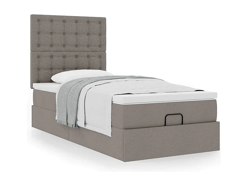 Cadre de lit ottoman avec matelas taupe 100x200 cm tissu