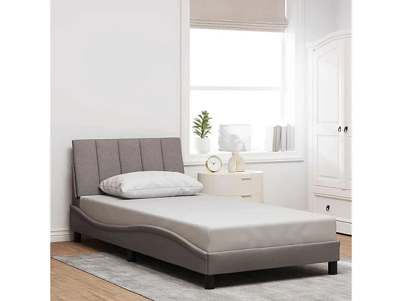 Estructura de cama sin colchón tela gris taupe 100x200 cm