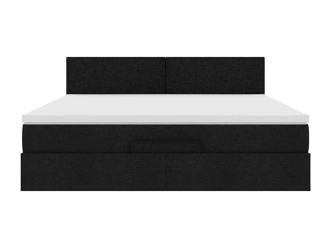 Cadre de lit ottoman avec matelas noir 160x200 cm tissu