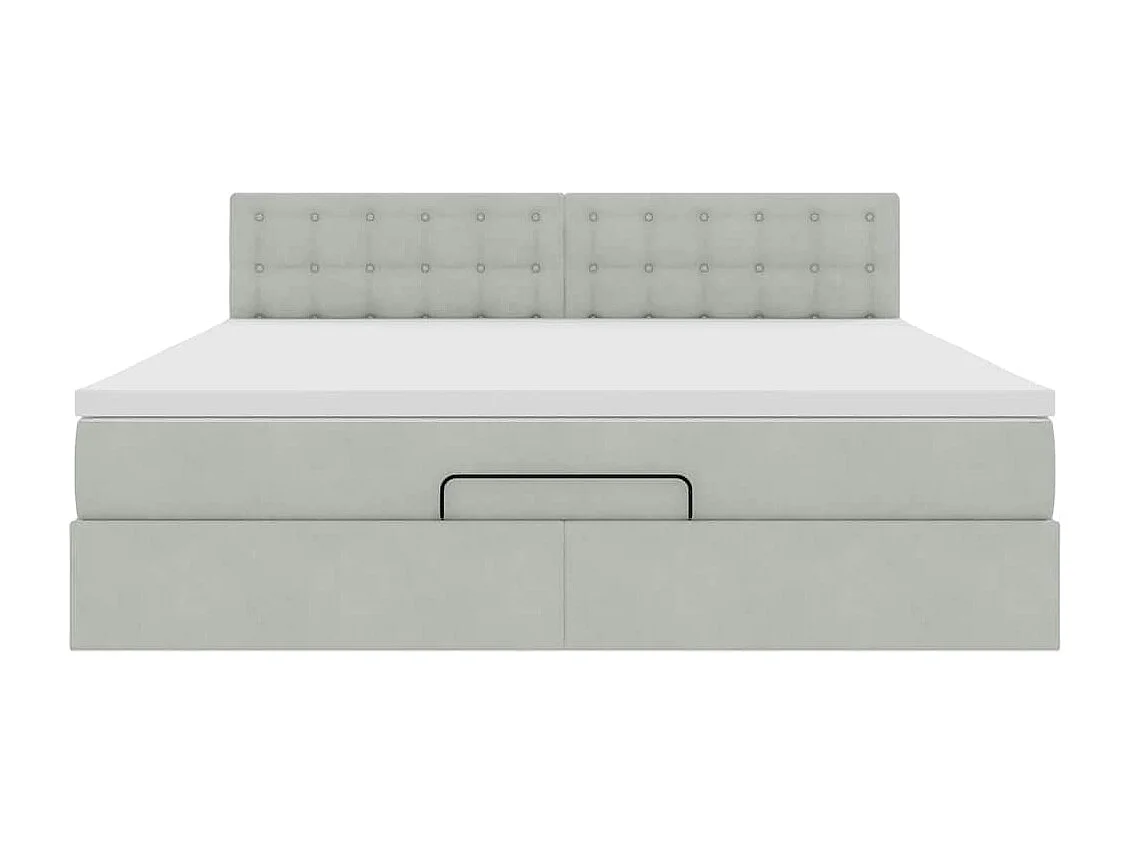Cadre de lit ottoman avec matelas gris clair 180x200 cm velours