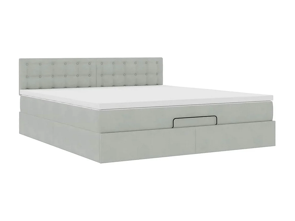 Cadre de lit ottoman avec matelas gris clair 180x200 cm velours