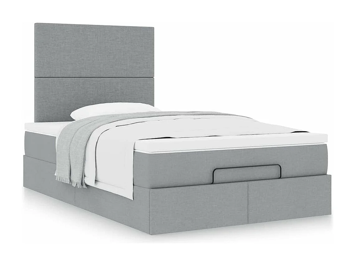Cadre de lit ottoman avec matelas gris clair 120x190 cm tissu