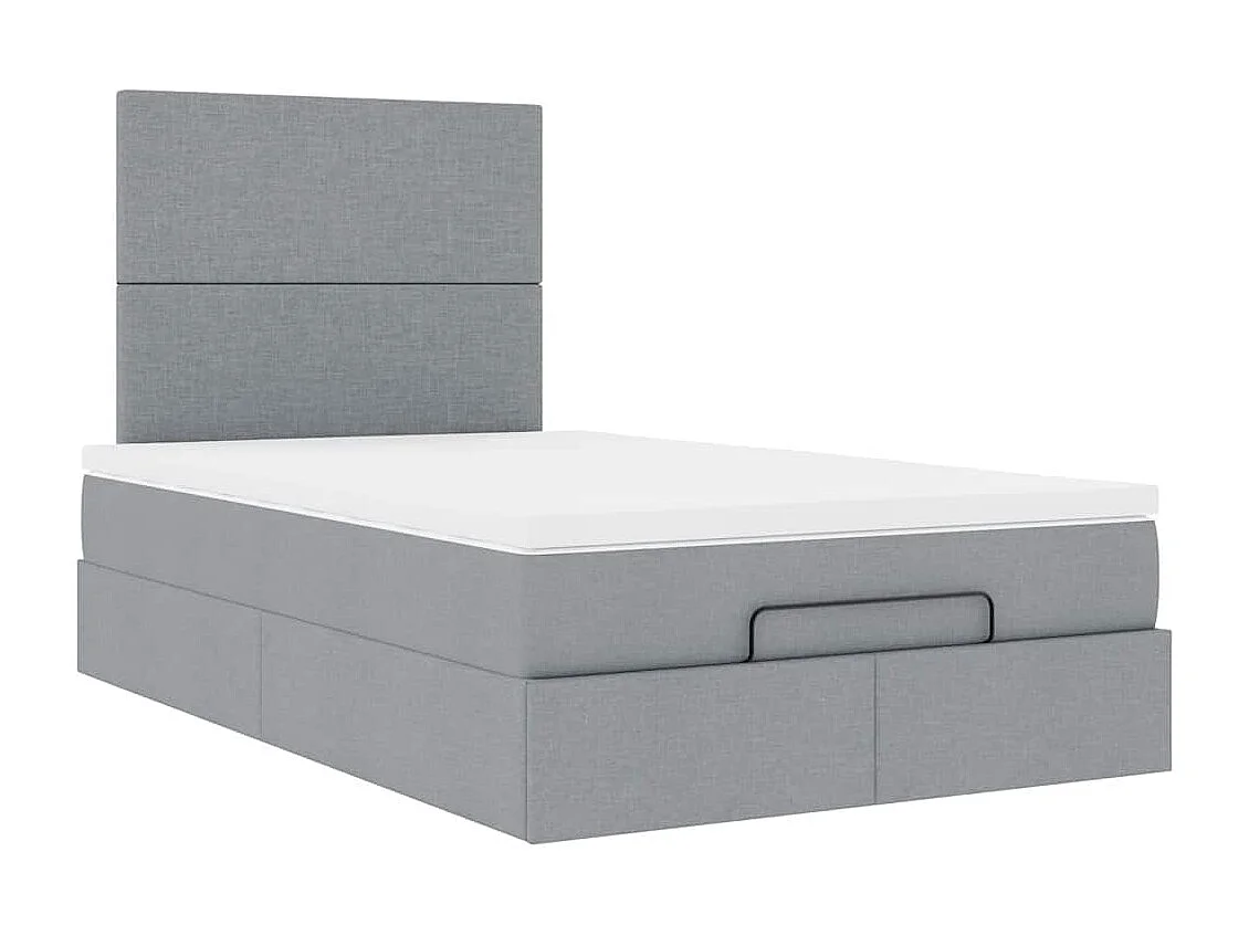 Cadre de lit ottoman avec matelas gris clair 120x190 cm tissu