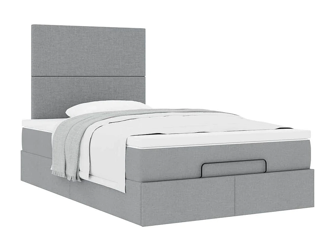 Cadre de lit ottoman avec matelas gris clair 120x190 cm tissu