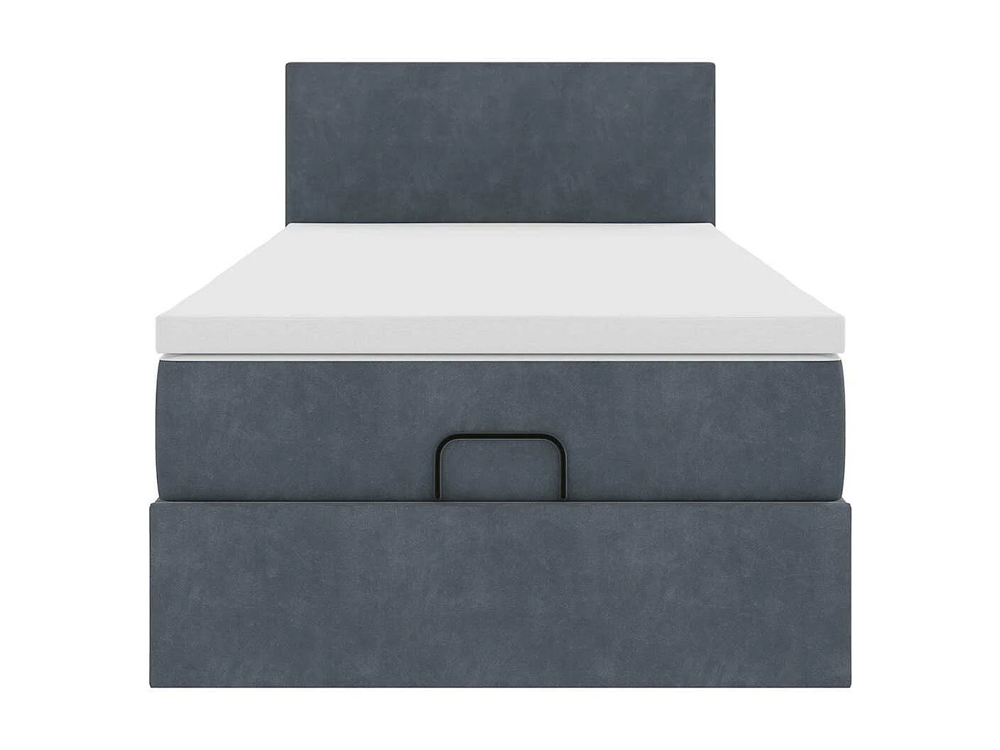 Cadre de lit ottoman et matelas gris foncé 90x200 cm velours