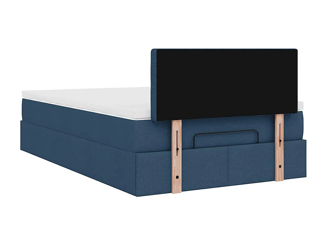 Lit ottoman avec matelas bleu 120x200 cm tissu
