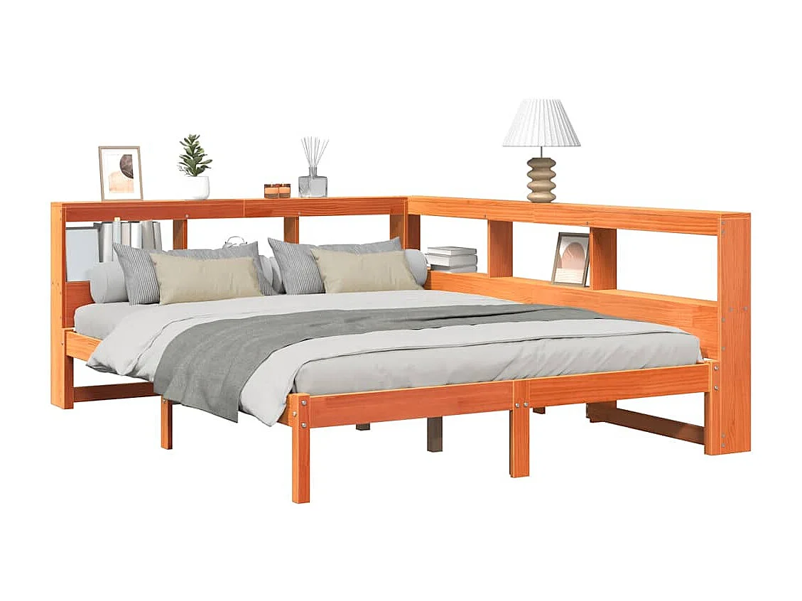 Cama com estante sem colchão 150x200 cm pinho maciço