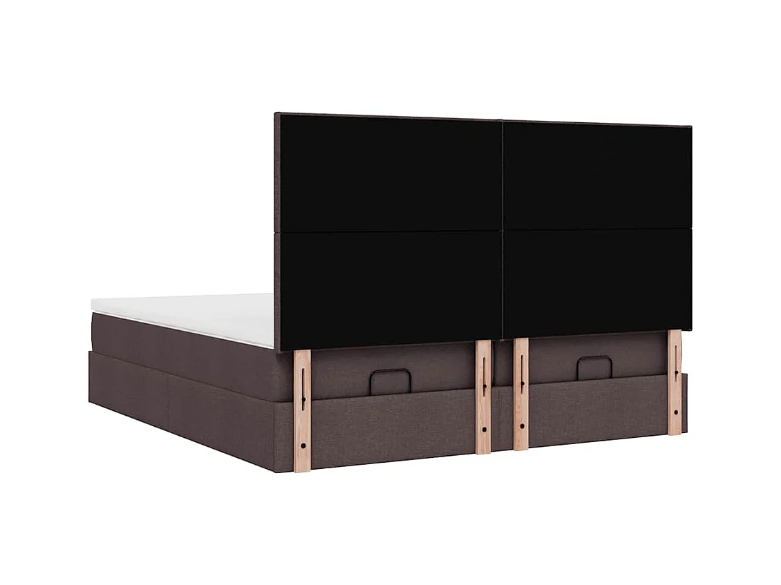 Cadre de lit ottoman avec matelas marron foncé 200x200 cm tissu