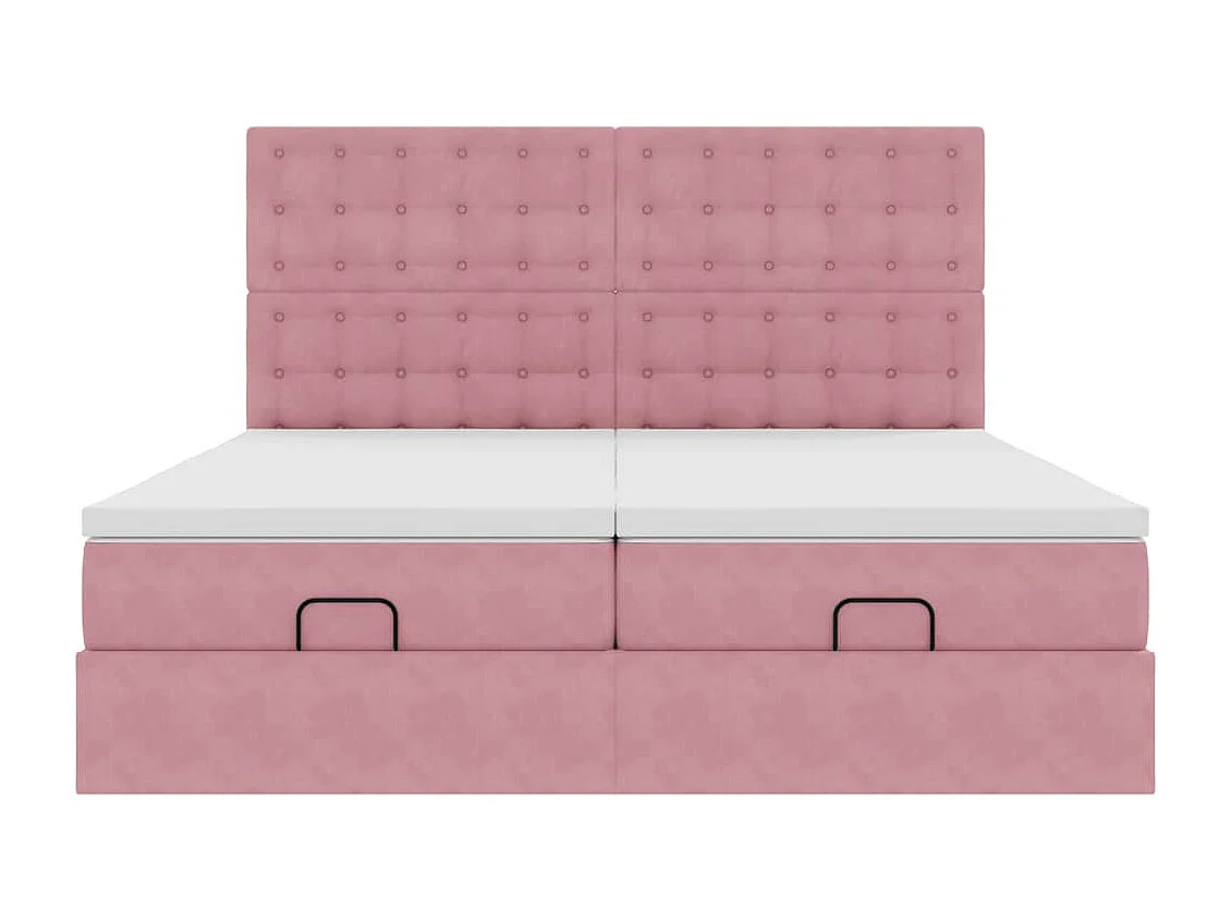 Cadre de lit ottoman avec matelas rose 200x200 cm velours