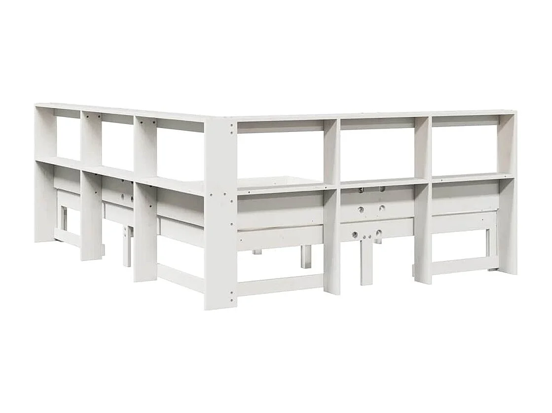 Lit bibliothèque sans matelas blanc 140x200 cm bois pin massif