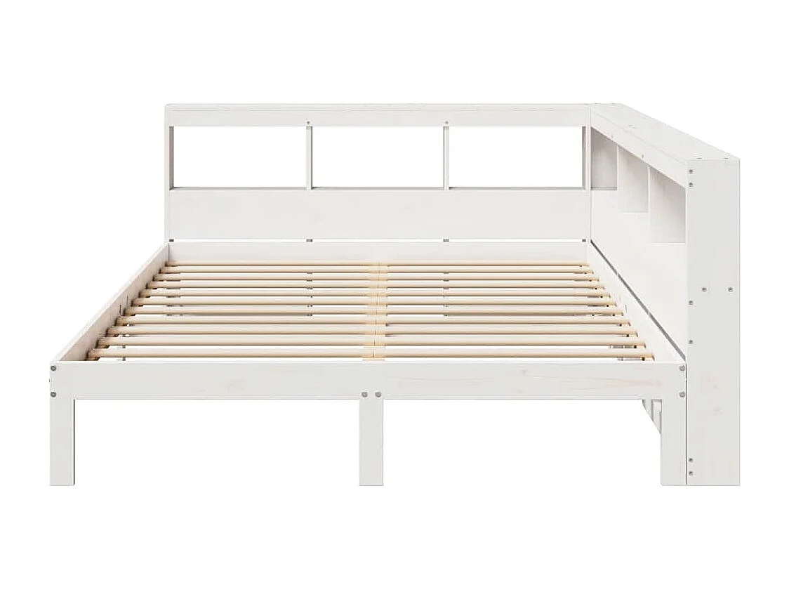 Bed met boekenkast zonder matras grenenhout wit 140x200 cm