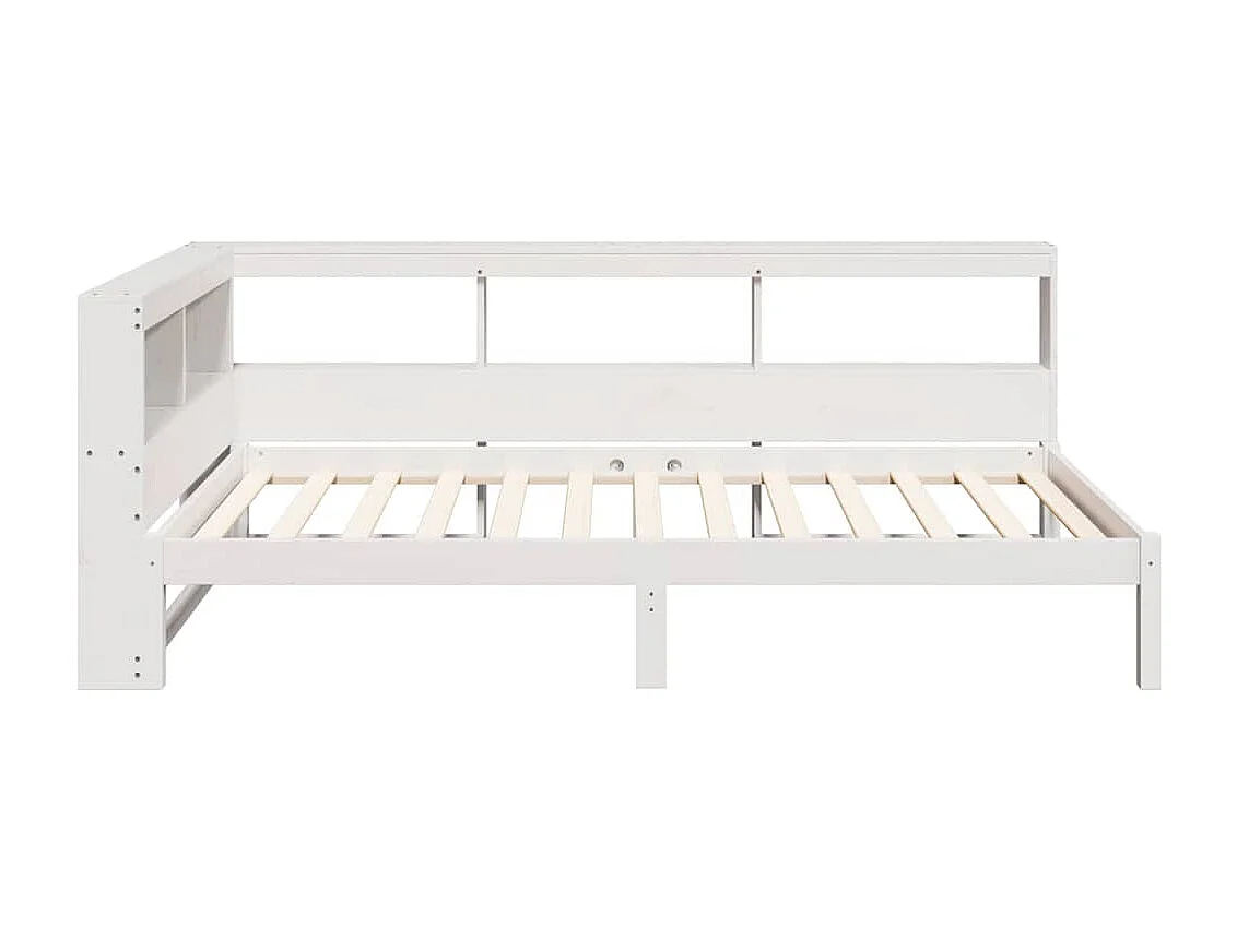 Lit bibliothèque sans matelas blanc 100x200 cm bois pin massif