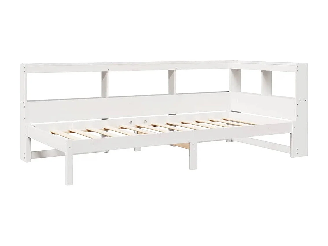 Lit bibliothèque sans matelas blanc 100x200 cm bois pin massif