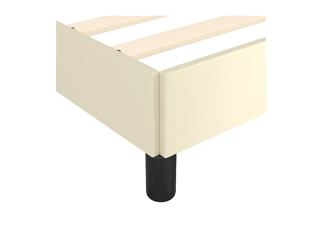 Estrutura de cama 90x190 cm couro artificial cor creme