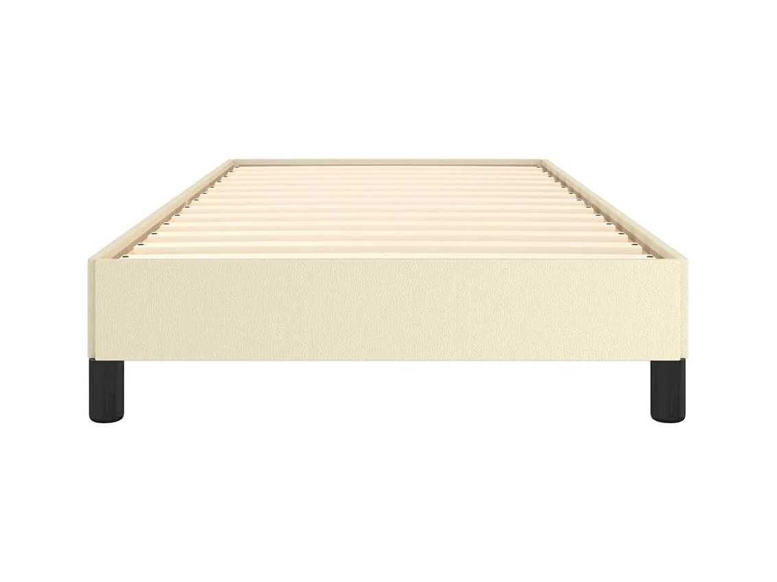 Estrutura de cama 90x190 cm couro artificial cor creme