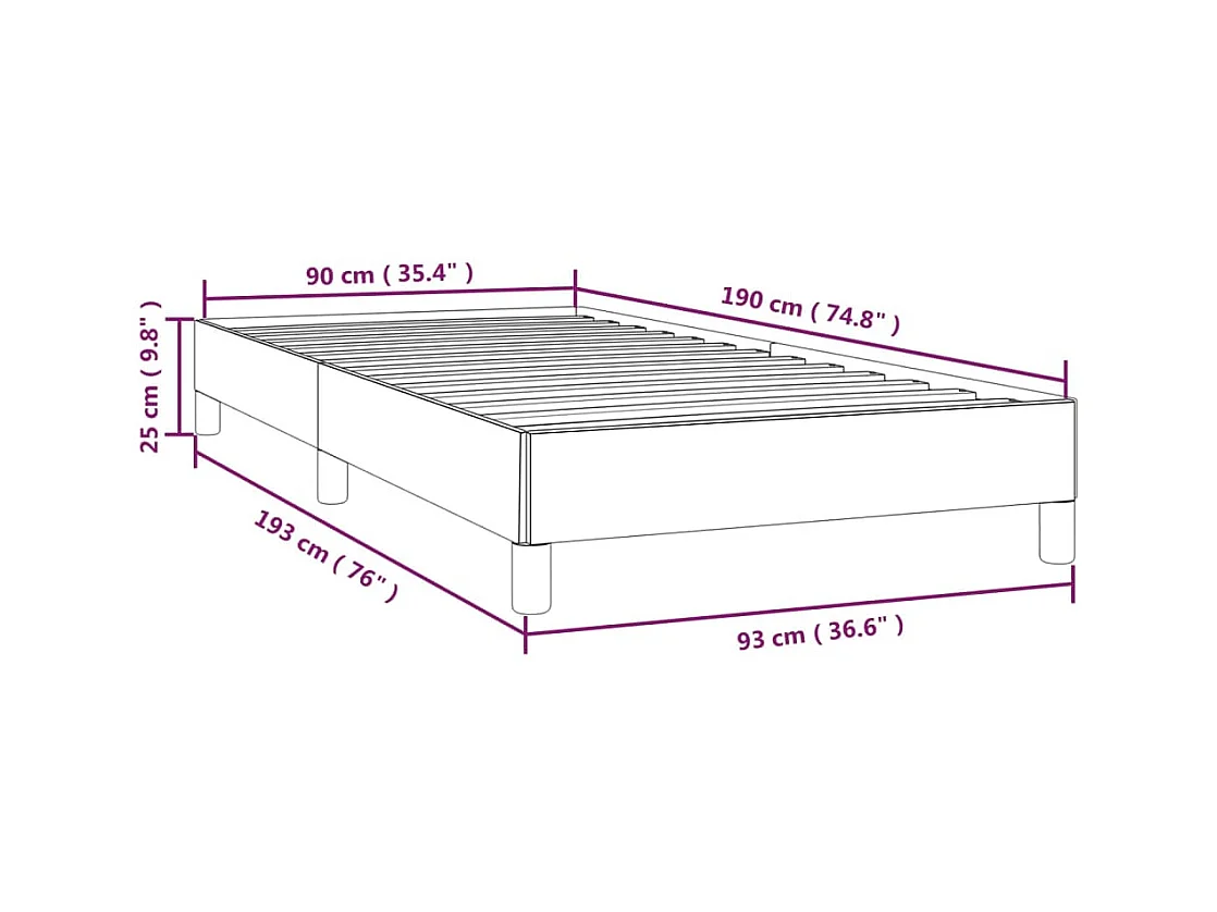 Estrutura de cama 90x190 cm couro artificial cor creme
