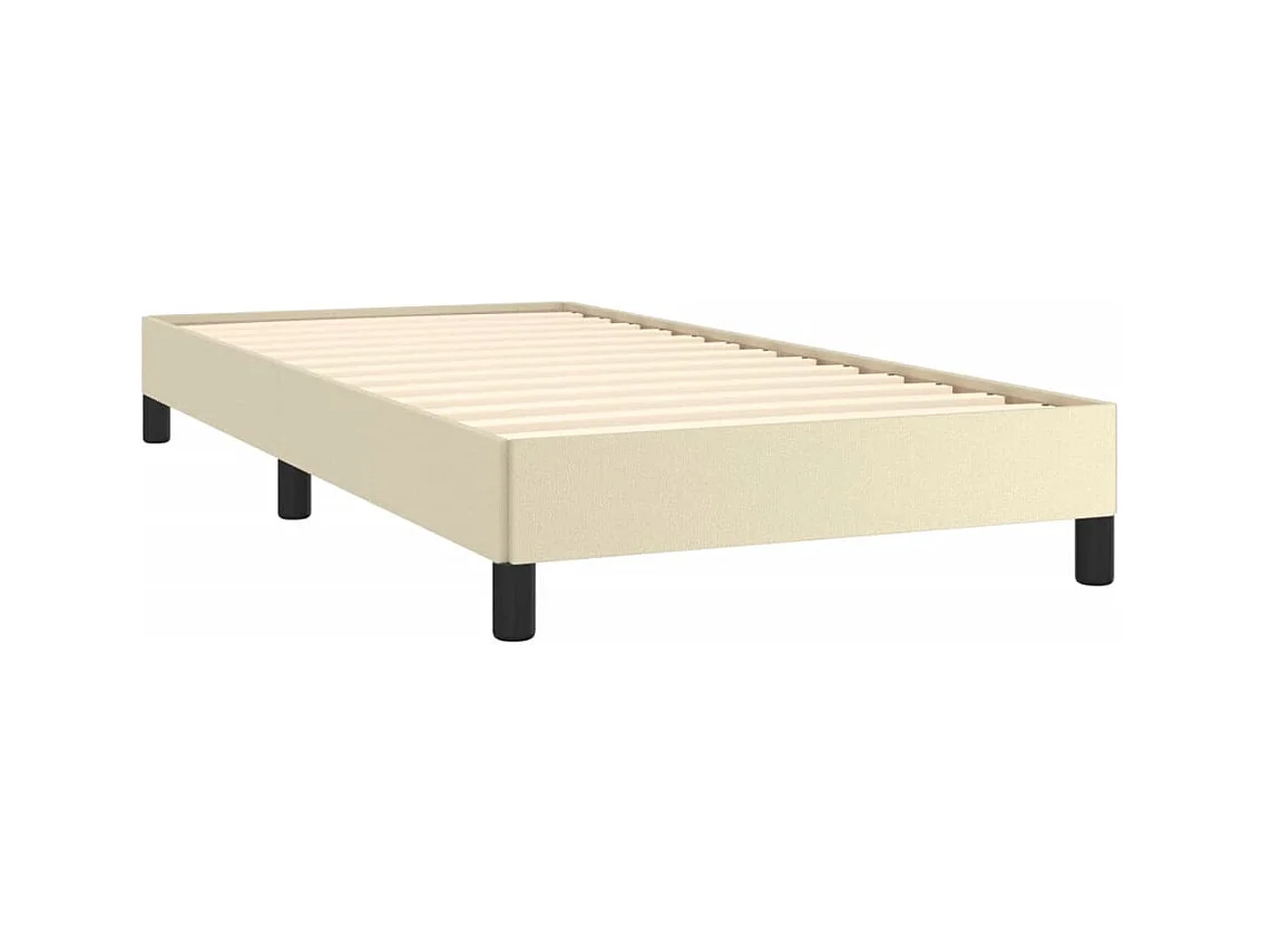 Estrutura de cama 90x190 cm couro artificial cor creme