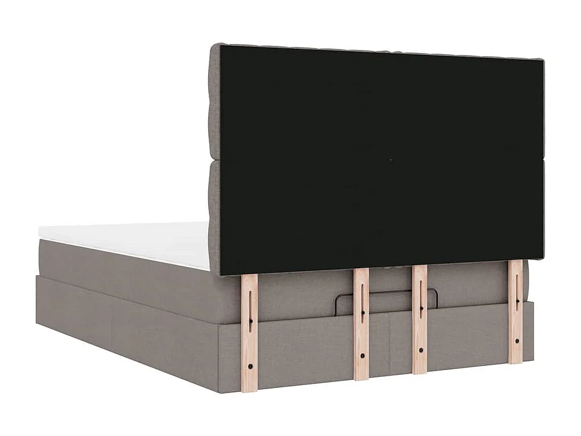 Cadre de lit ottoman avec matelas taupe 140x200 cm tissu