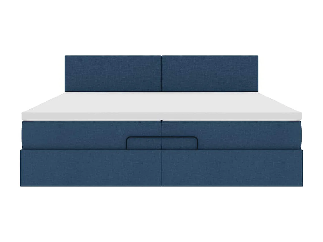 Cadre de lit ottoman avec matelas bleu 200x200cm tissu