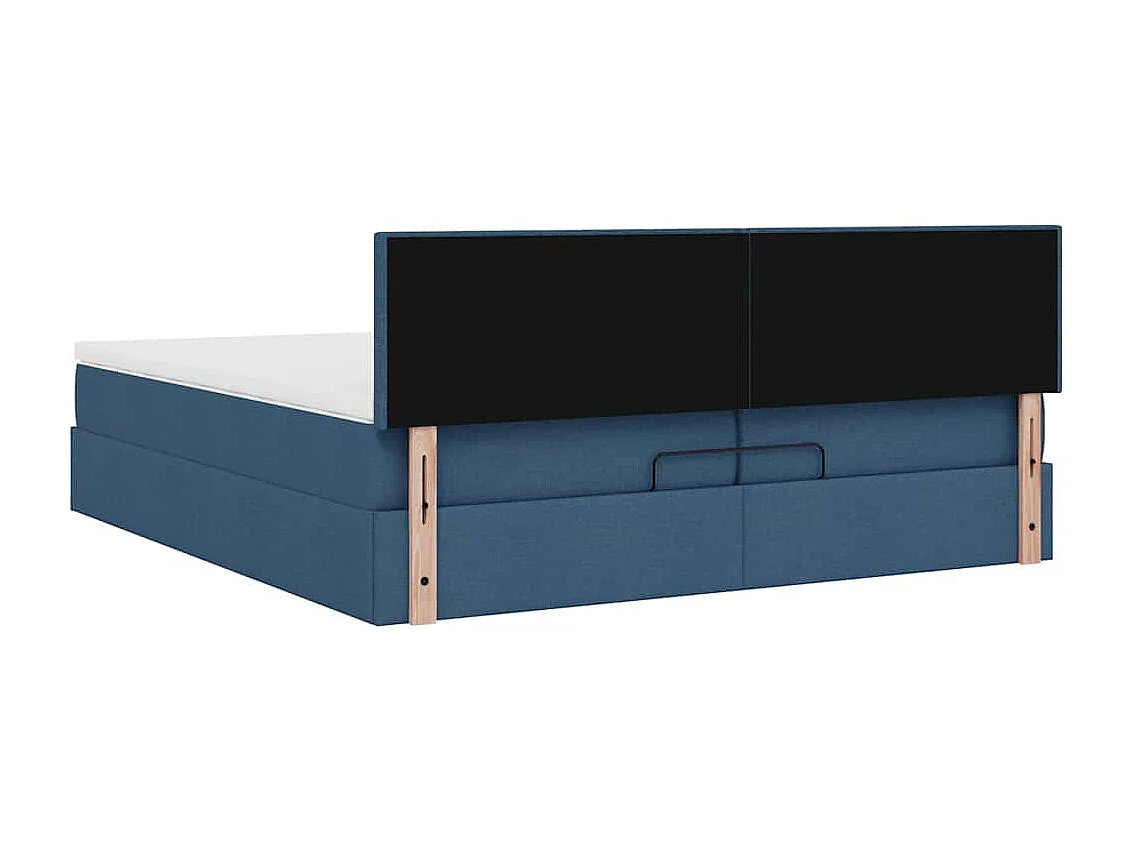 Cadre de lit ottoman avec matelas bleu 200x200cm tissu