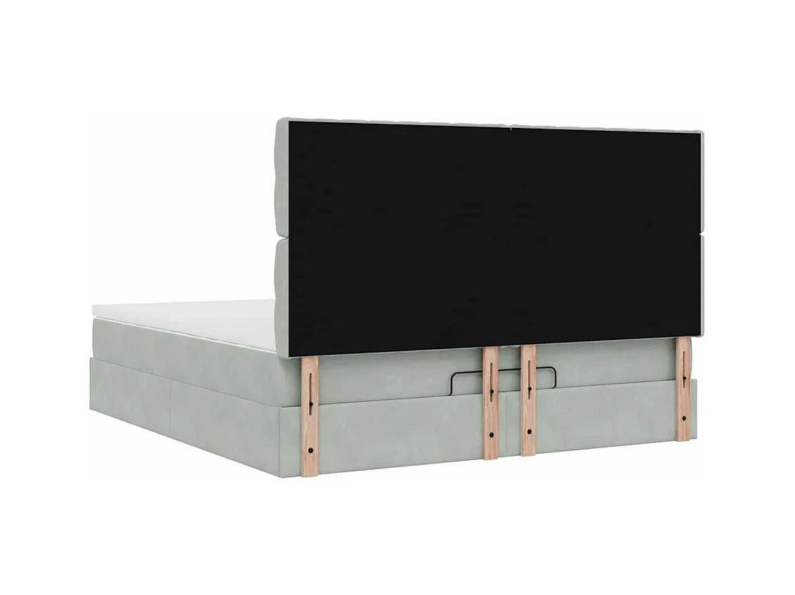 Cadre de lit ottoman et matelas gris clair 160x200cm velours
