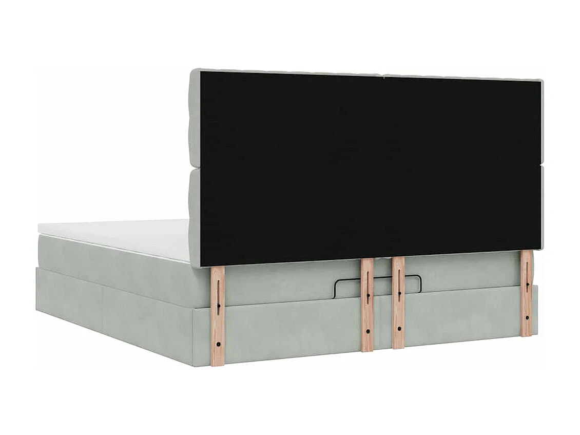 Cadre de lit ottoman et matelas gris clair 160x200cm velours