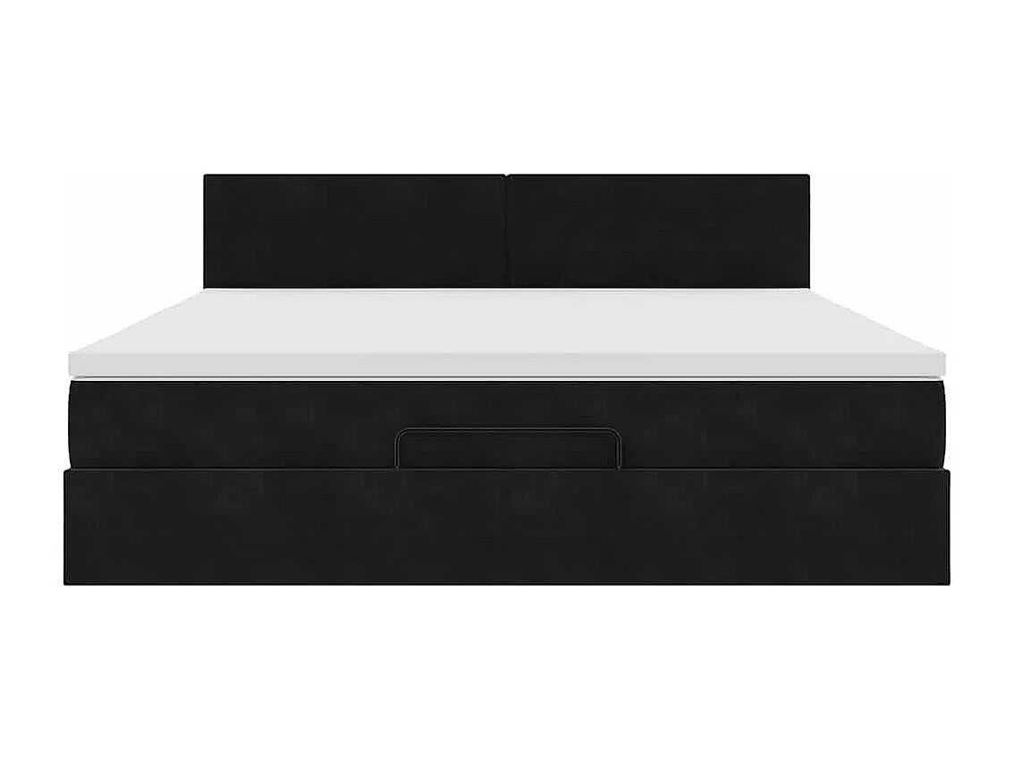 Cadre de lit ottoman avec matelas noir 160x200 cm velours