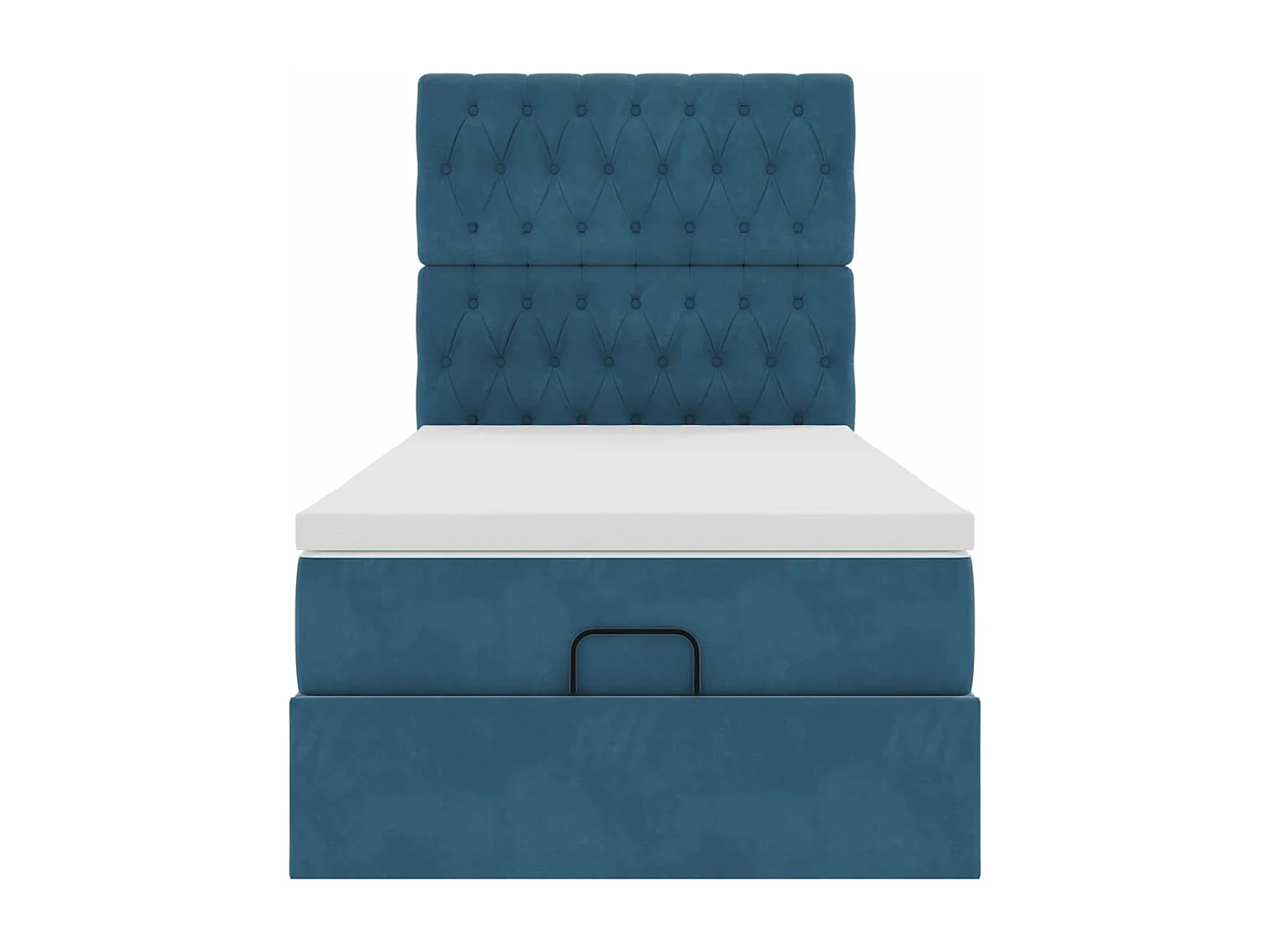 Cadre de lit ottoman avec matelas bleu foncé 100x200 cm velours
