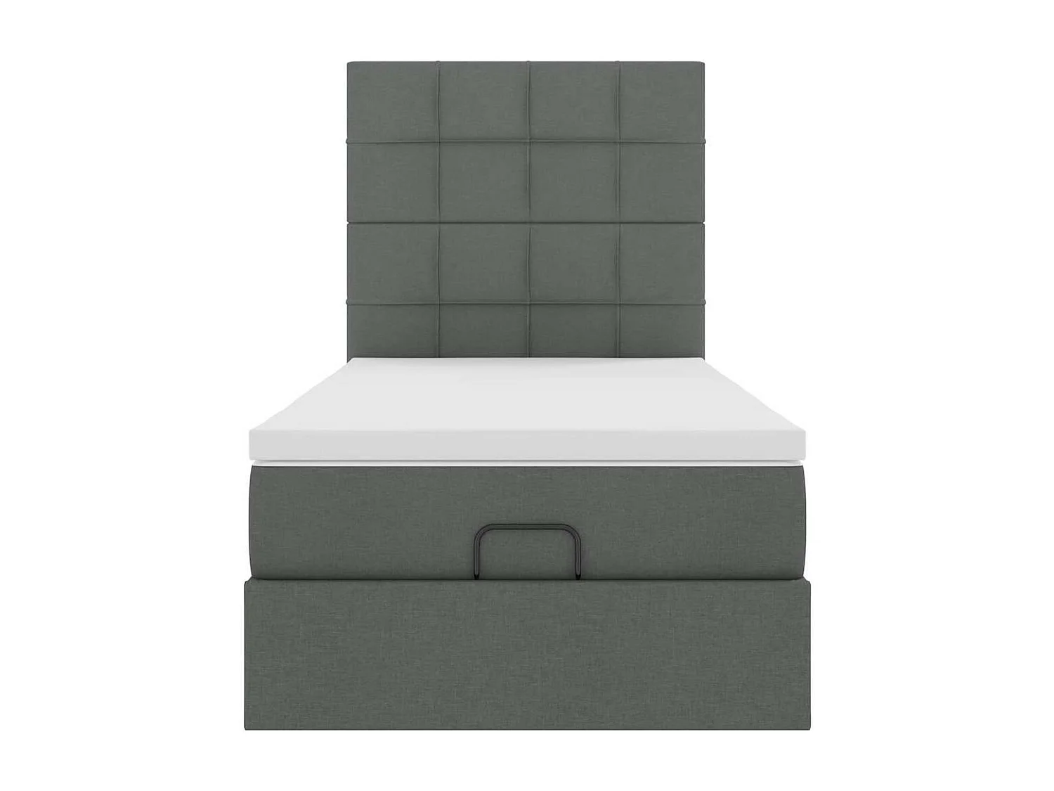Cadre de lit ottoman avec matelas gris foncé 90x190 cm tissu