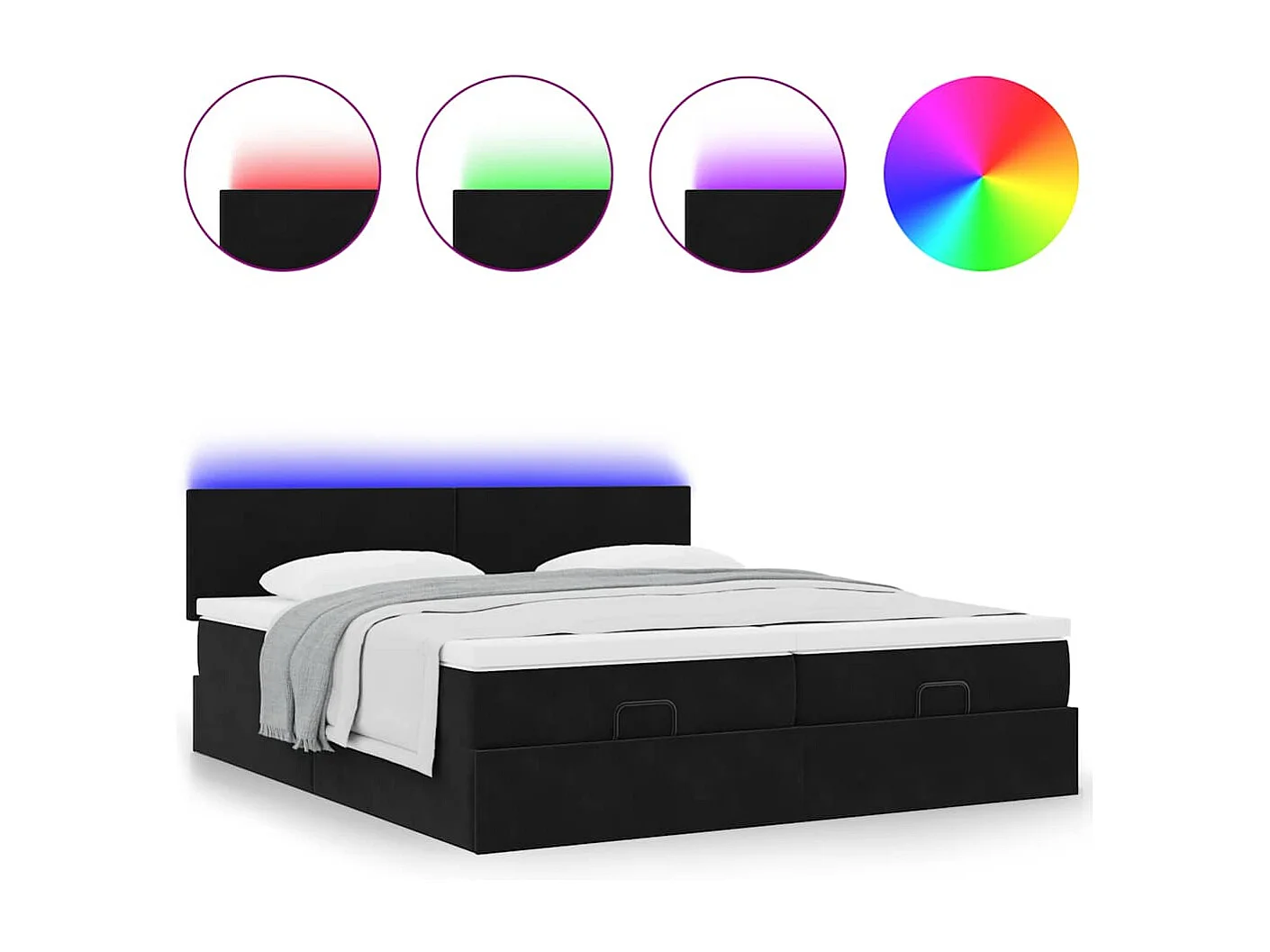 Cadre de lit ottoman avec matelas noir 160x200 cm velours