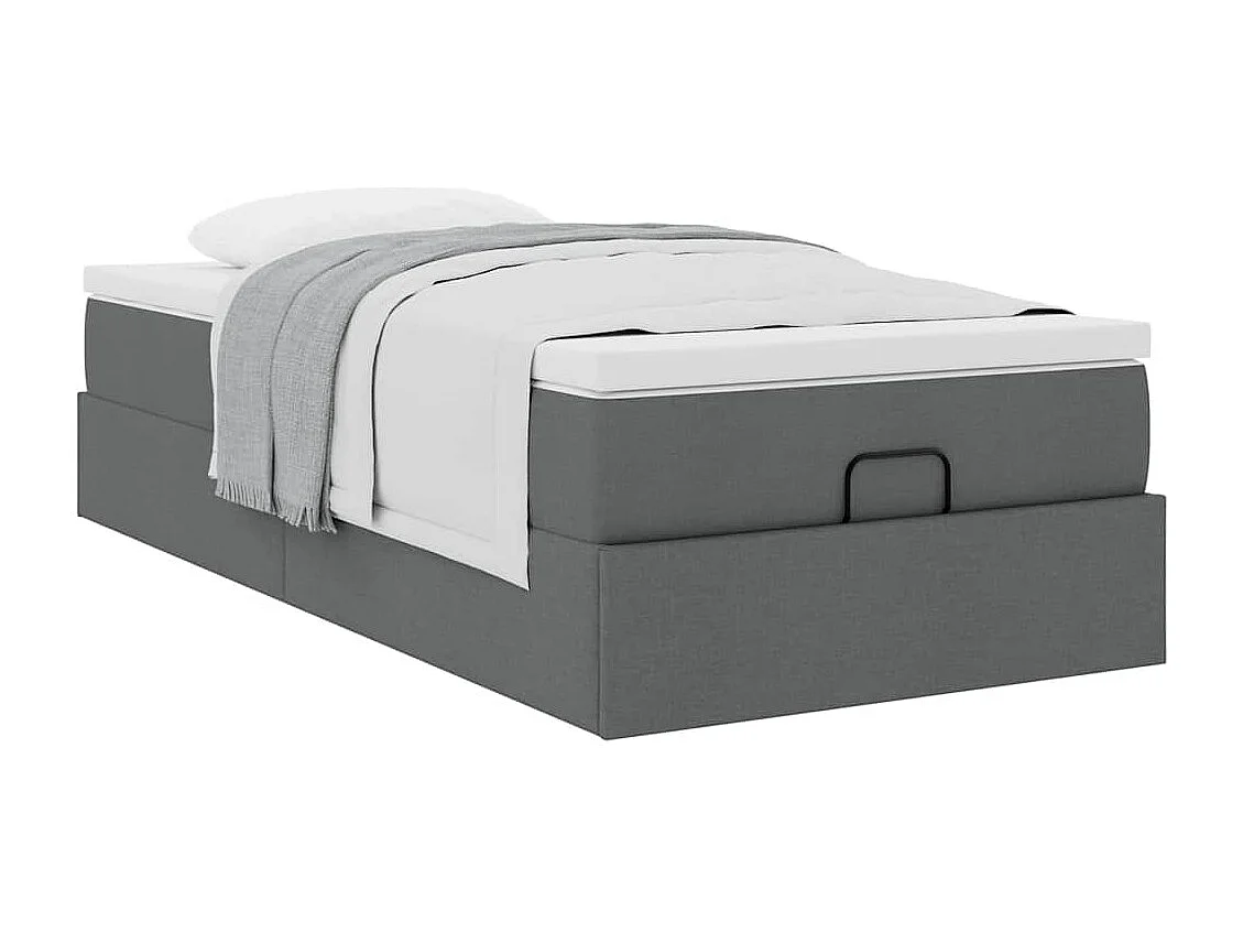 Cadre de lit ottoman avec matelas gris foncé 80x200 cm tissu