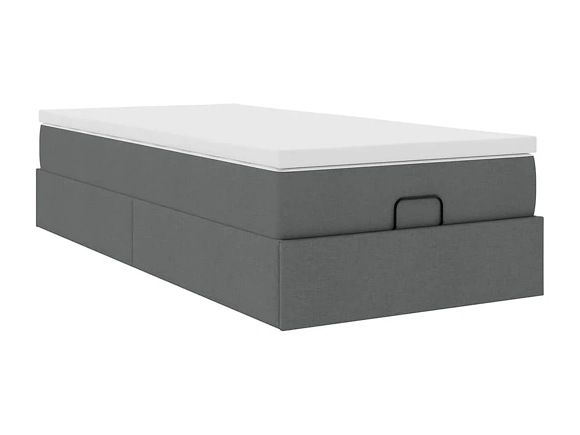 Cadre de lit ottoman avec matelas gris foncé 80x200 cm tissu