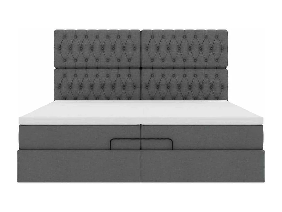 Cadre de lit ottoman avec matelas gris foncé 200x200cm tissu