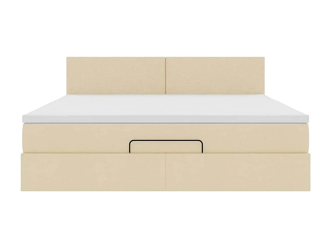 Cadre de lit ottoman avec matelas crème 160x200 cm tissu