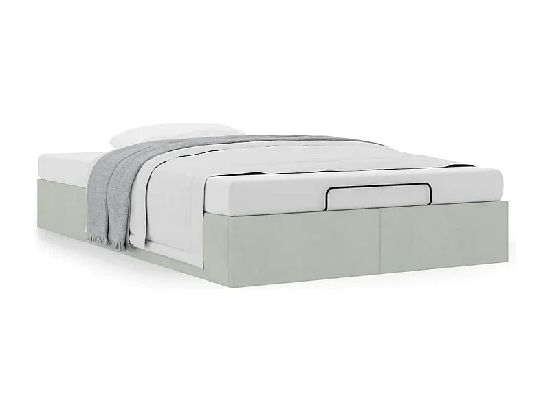 Cadre de lit ottoman sans matelas gris clair 120x200 cm velours