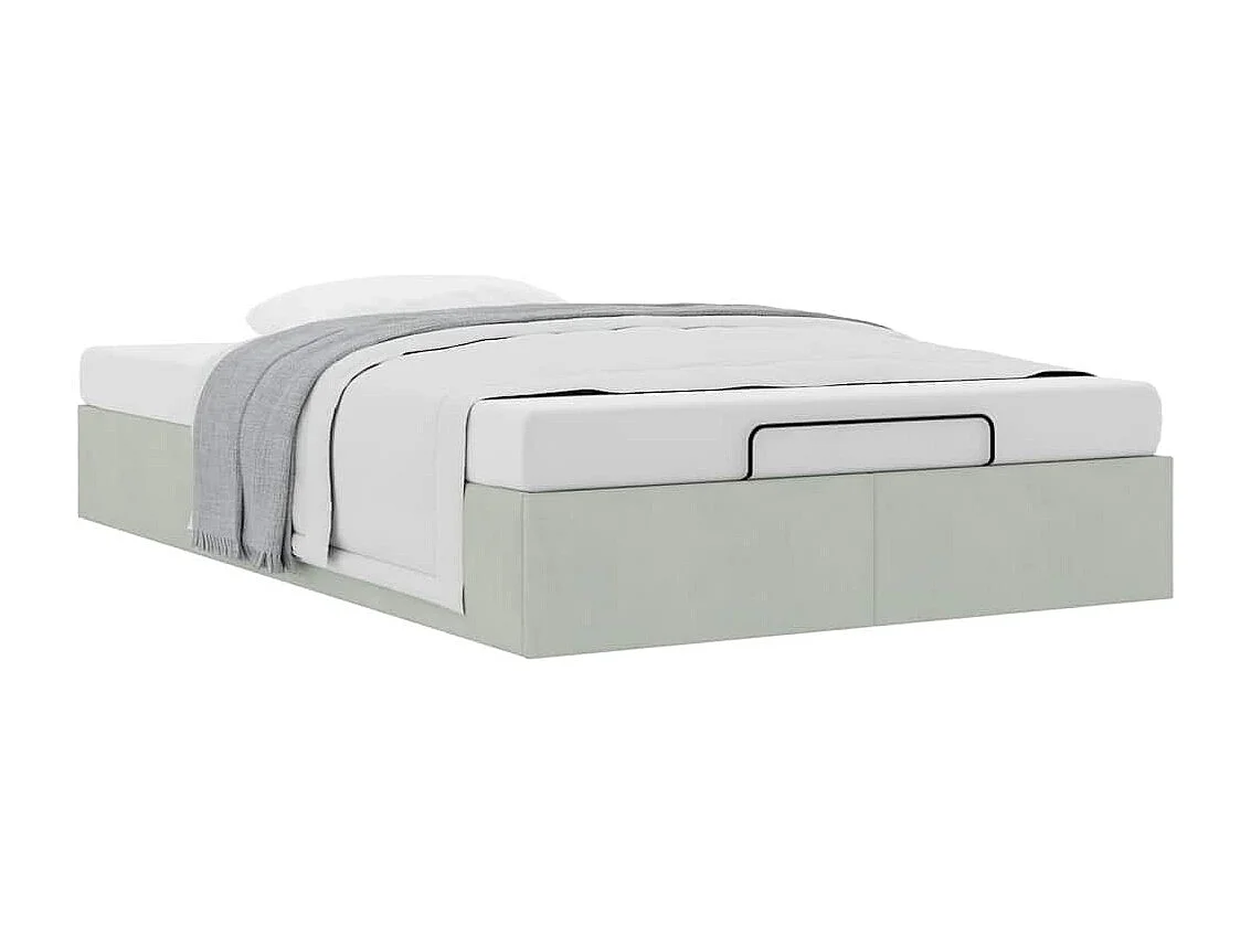 Cadre de lit ottoman sans matelas gris clair 120x200 cm velours