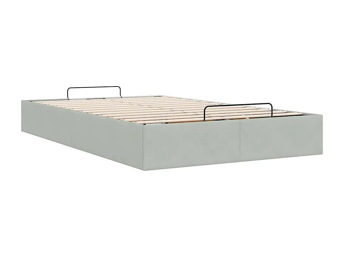 Cadre de lit ottoman sans matelas gris clair 120x200 cm velours