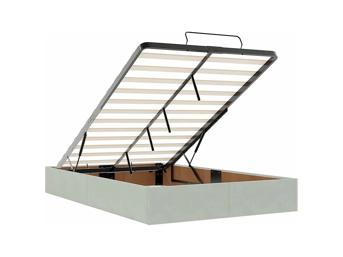 Otomano Bed Frame No Colchão Cinzento Claro 120x200 cm Veludo