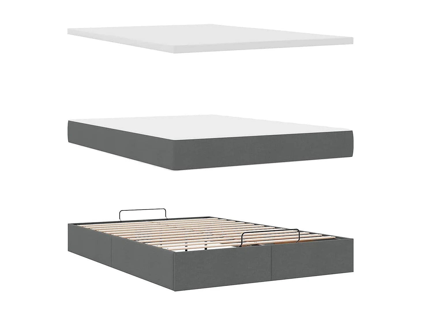 Ottoman bed met matras 140x200cm stof donkergrijs